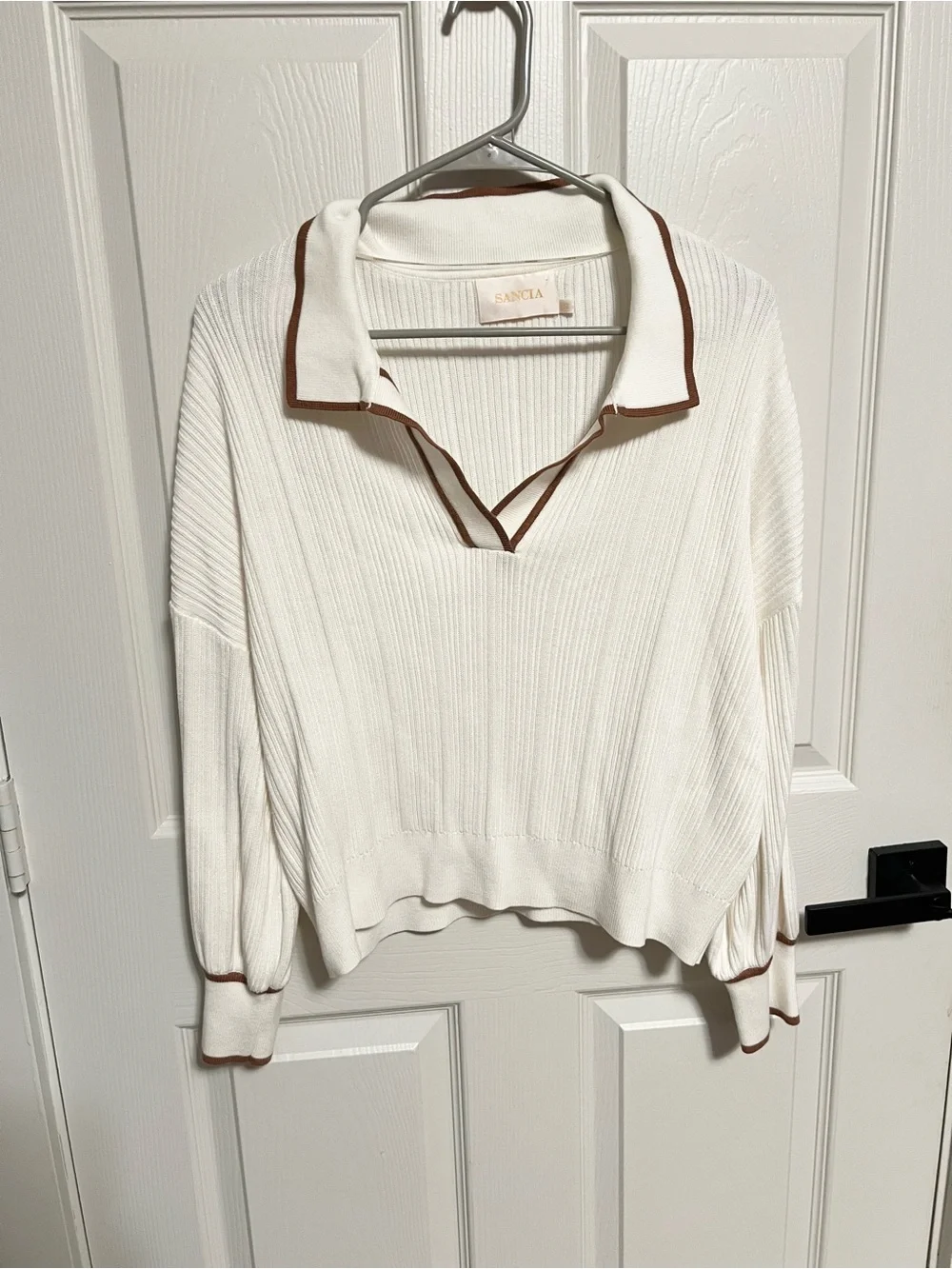 Sancia Teofila Collared knit sweater size S preppy
